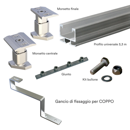 Kit Fissaggio 5 Pannelli Fotovoltaici per Tetto in Coppi