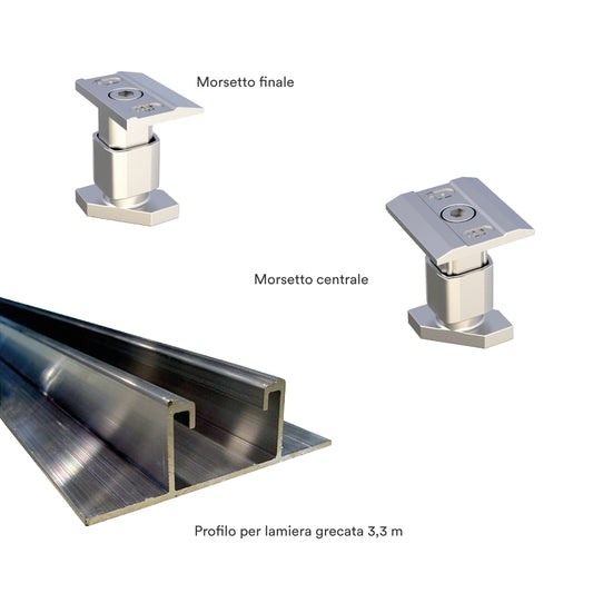 Kit Fissaggio 5 Pannelli Fotovoltaici per Tetto in Lamiera Grecata