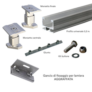 Mounting Kit for 6 Solar Panels, Standing Seam Metal Roof
