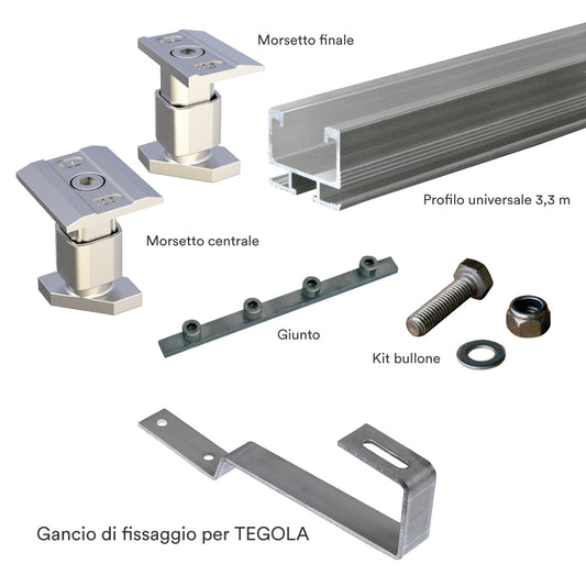 Kit Fissaggio 7 Pannelli Fotovoltaici per Tetto in Tegole