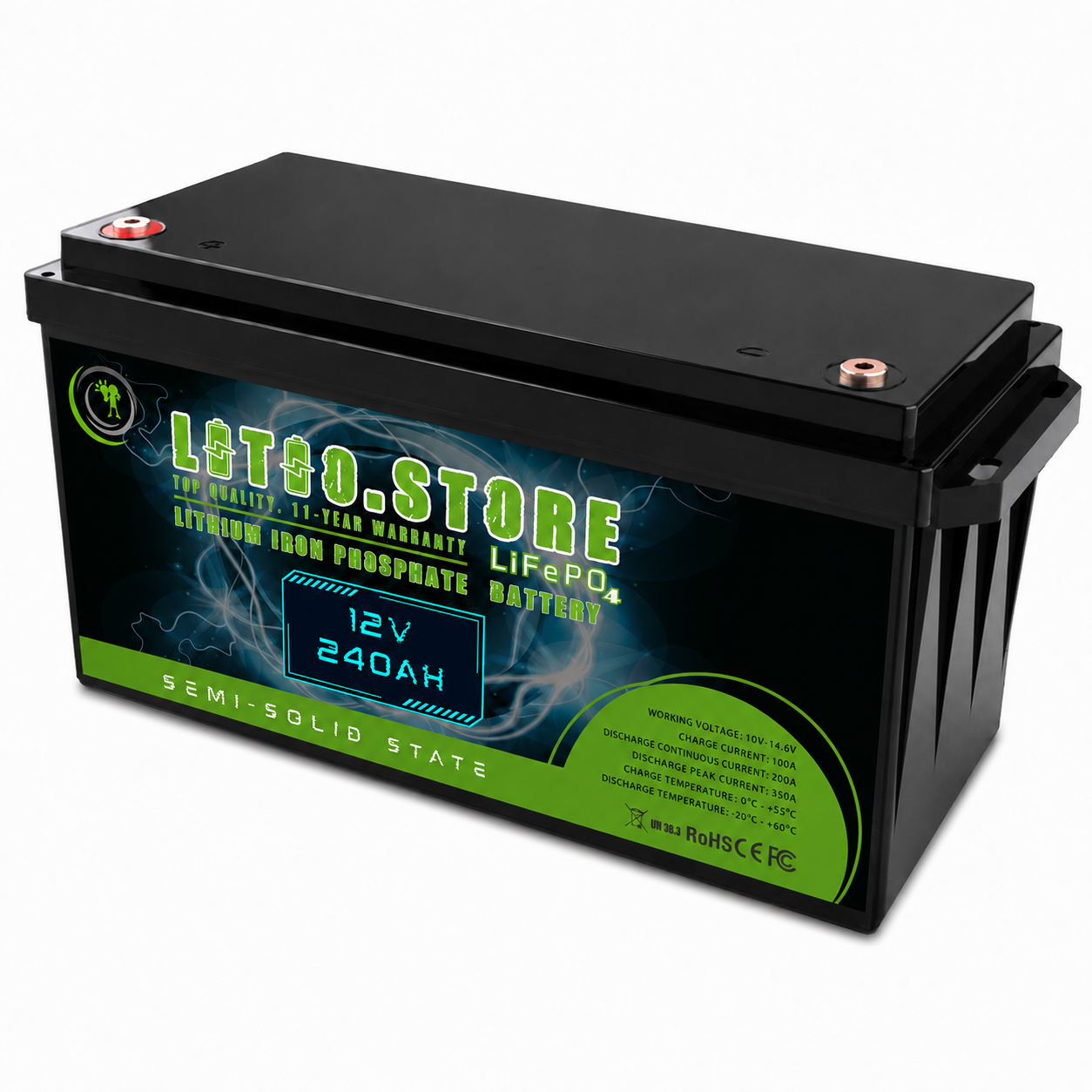 Batteria Litio GEL 12V 240Ah LiFePO4 Stato Semi-Solido 3072Wh LSS12240 Litio Store