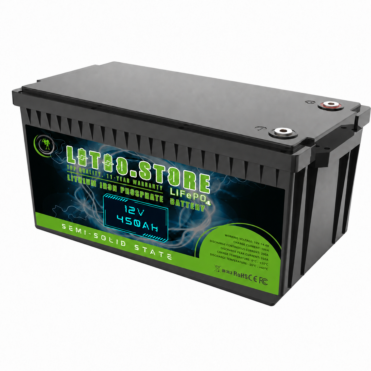 Batteria Litio GEL 12V 450Ah LiFePO4 Stato Semi-Solido 5760Wh LSS12450 Litio Store
