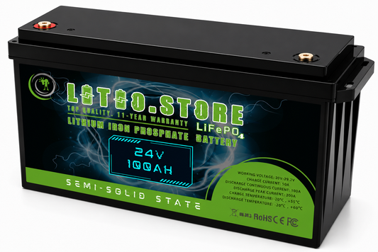 Batteria Litio GEL 24V 100Ah LiFePO4 Stato Semi-Solido 2560Wh Riscaldata LSS2410002 Litio Store