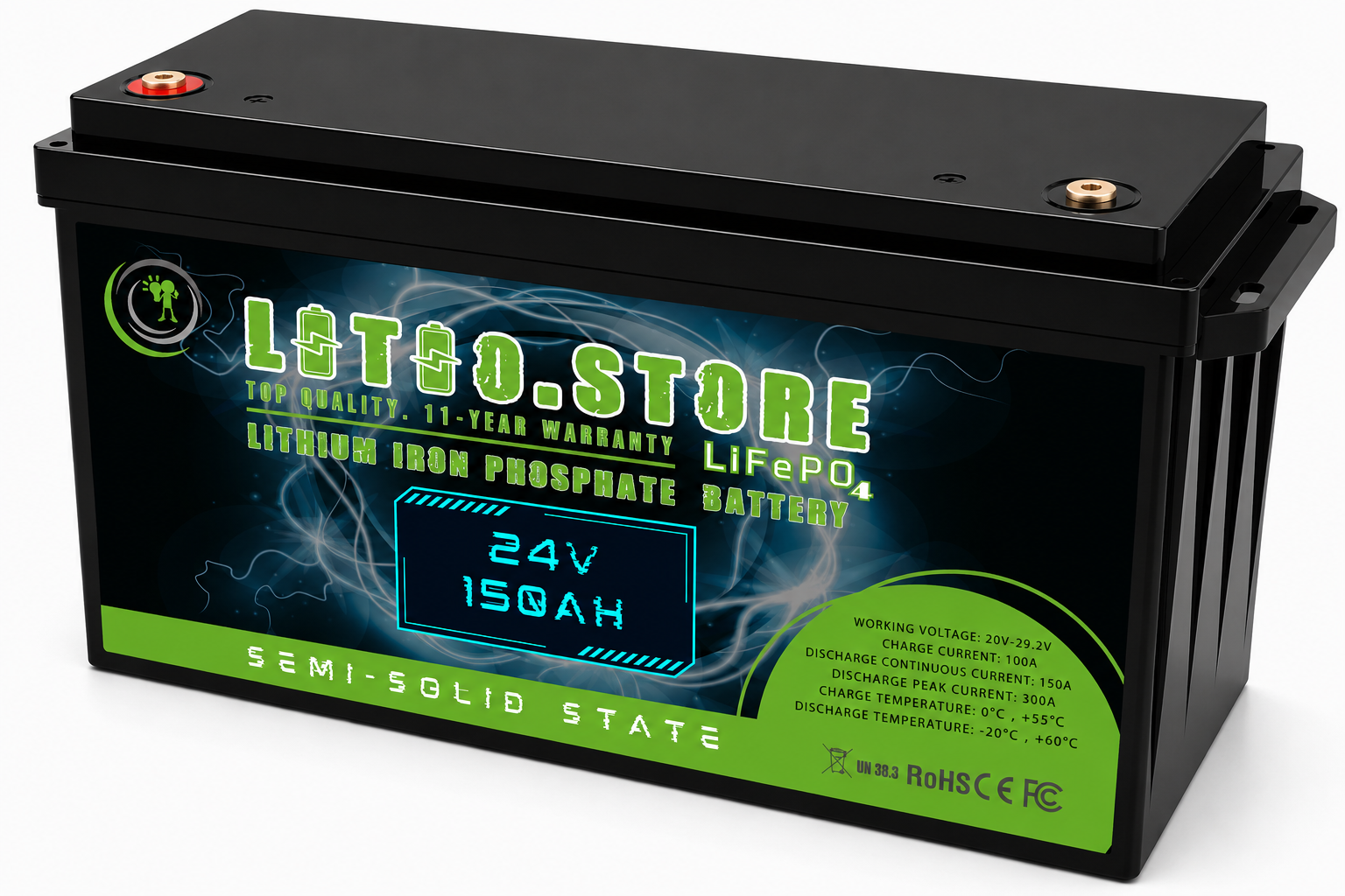 Batteria Litio GEL 24V 150Ah LiFePO4 Stato Semi-Solido 3840Wh LSS2415002 Litio Store