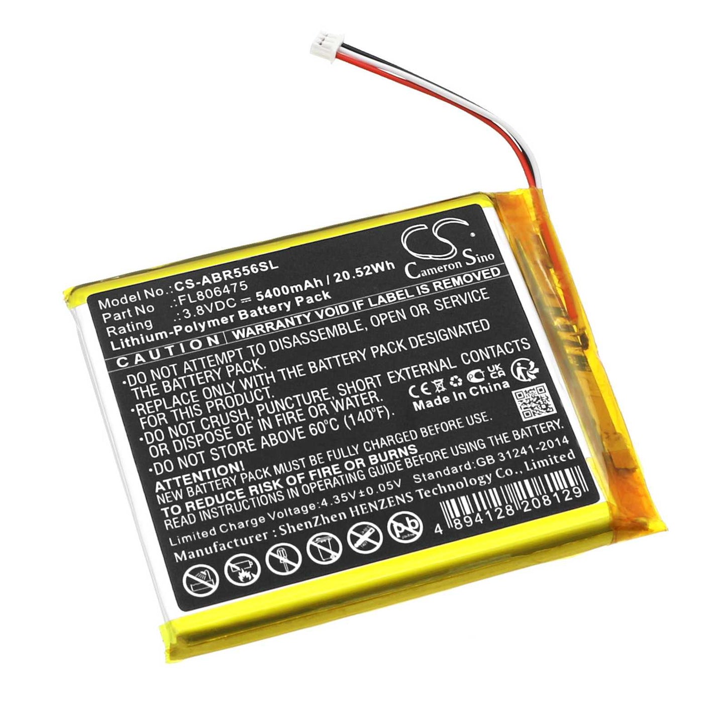Batteria Li-Polymer 3.8V 2500mAh - CS-ABR350SL