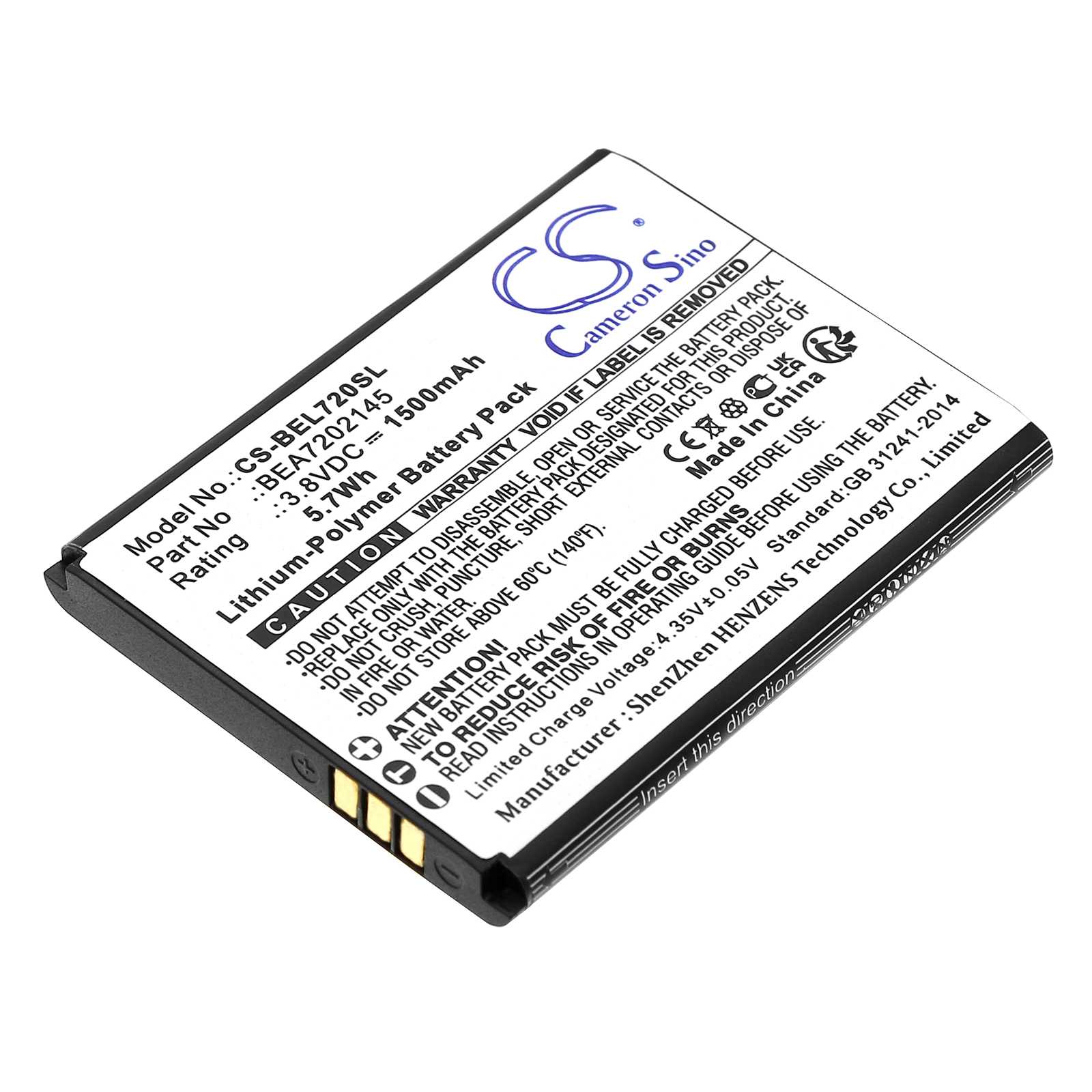 Batteria Li-ion 3.7V 1050mAh - CS-BEL250SL
