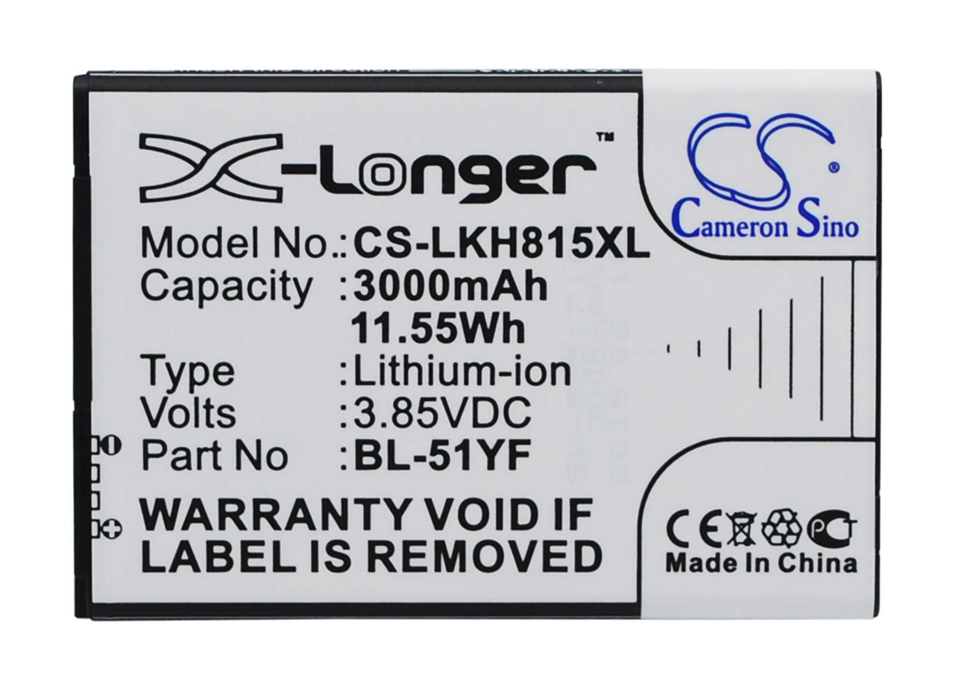 Batteria Li-Polymer 3.8V 3400mAh - CS-BRQ300SL