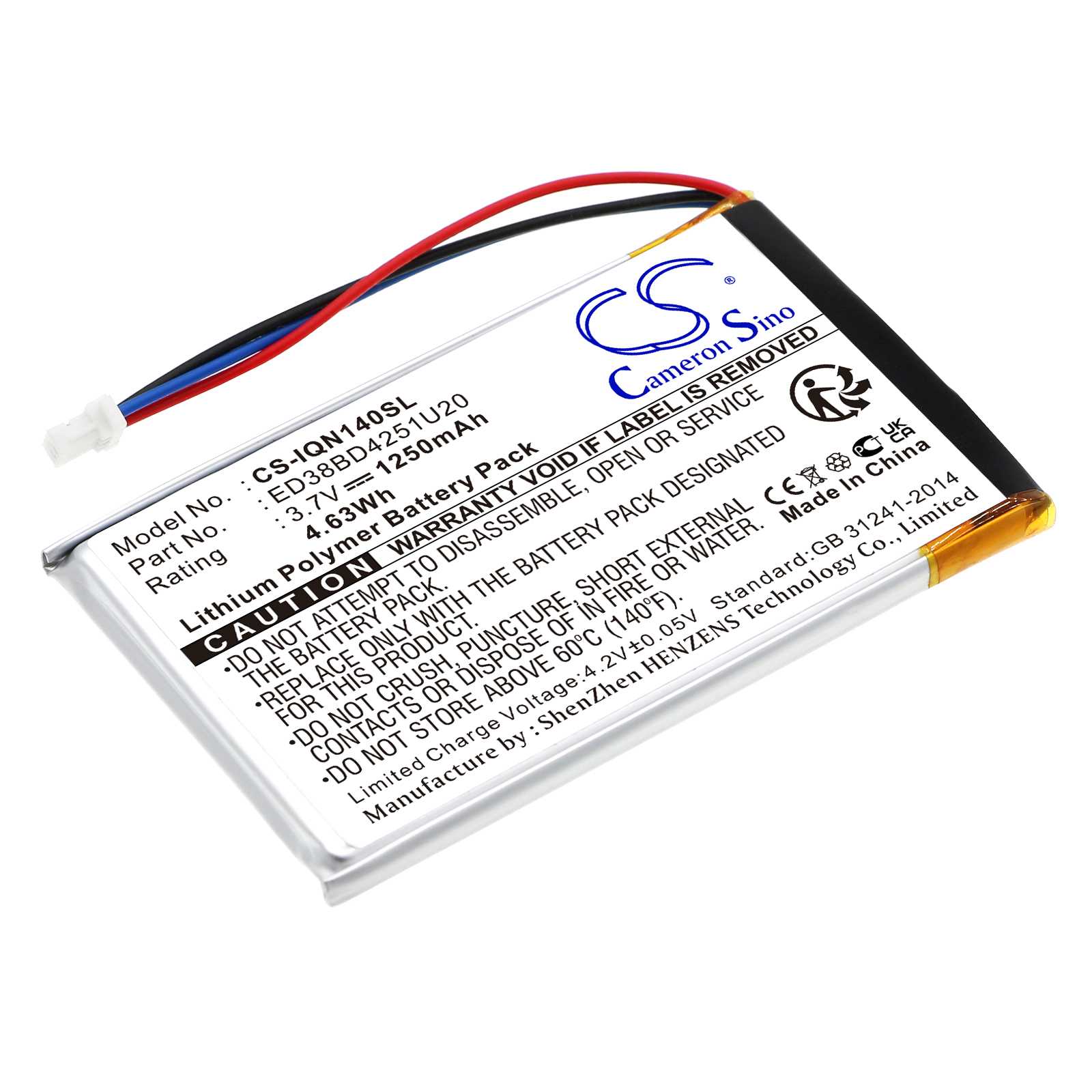 Batteria Li-ion 3.7V 1050mAh - CS-GLF006SL