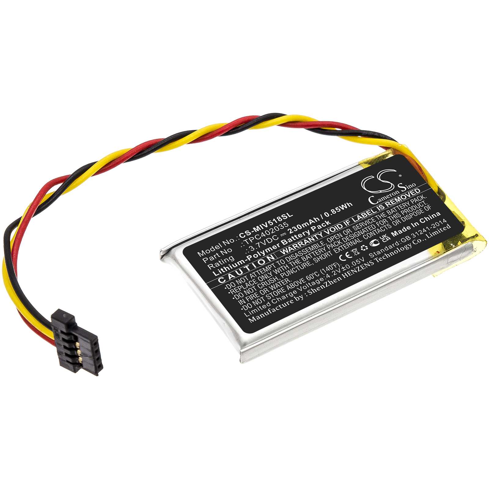 Batteria Li-Polymer 3.7V 250mAh - CS-GMC450SL
