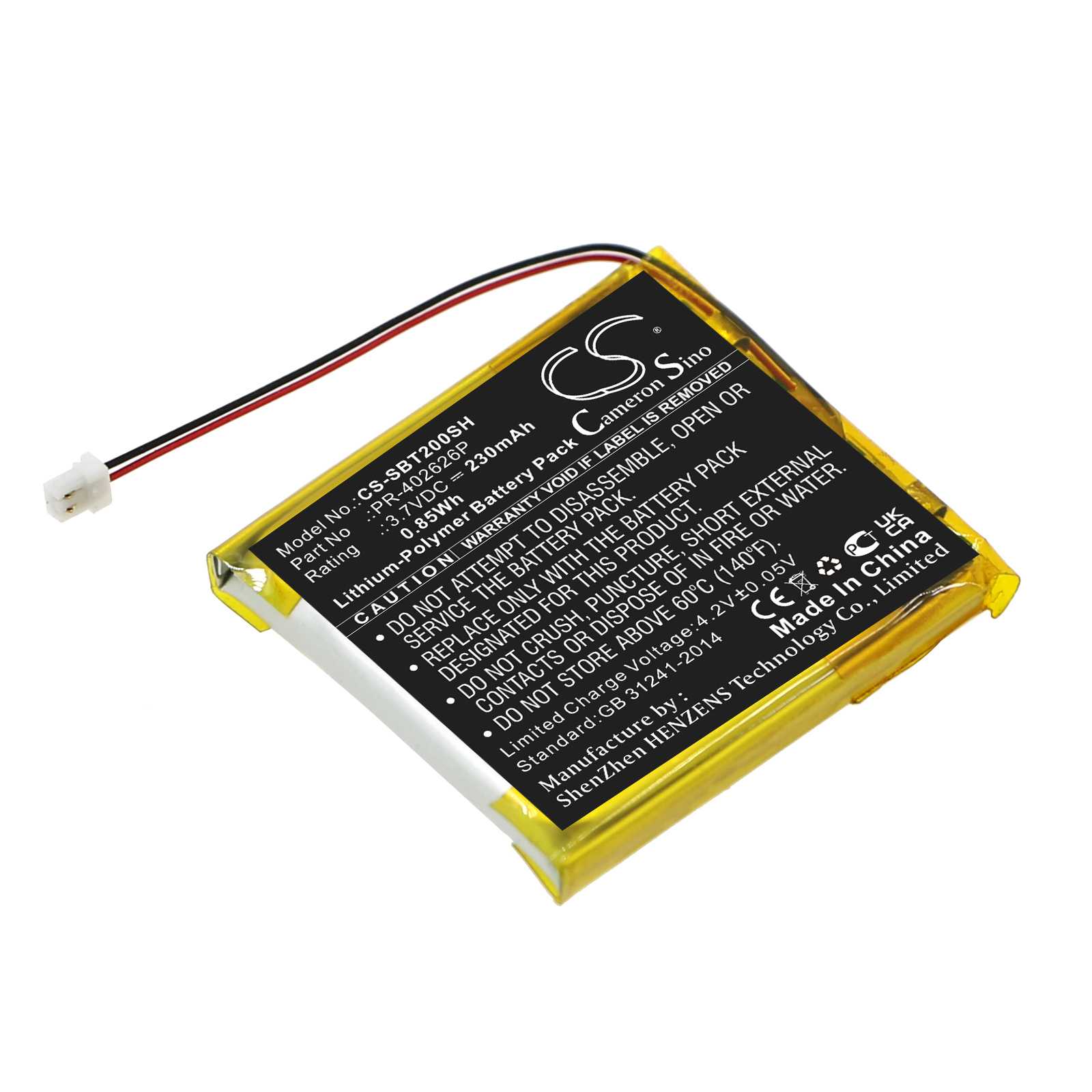 Batteria Li-Polymer 3.7V 180mAh - CS-GRH100SH