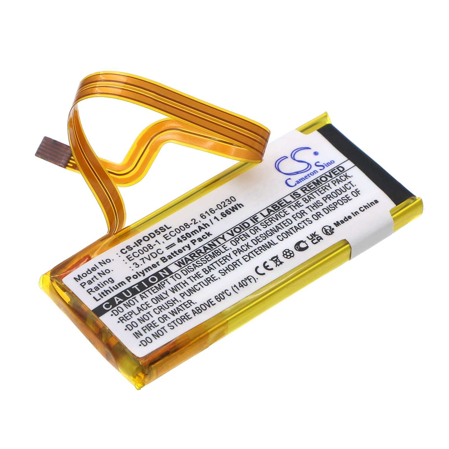 Batteria Li-Polymer 3.7V 100mAh - CS-IPOD278SL