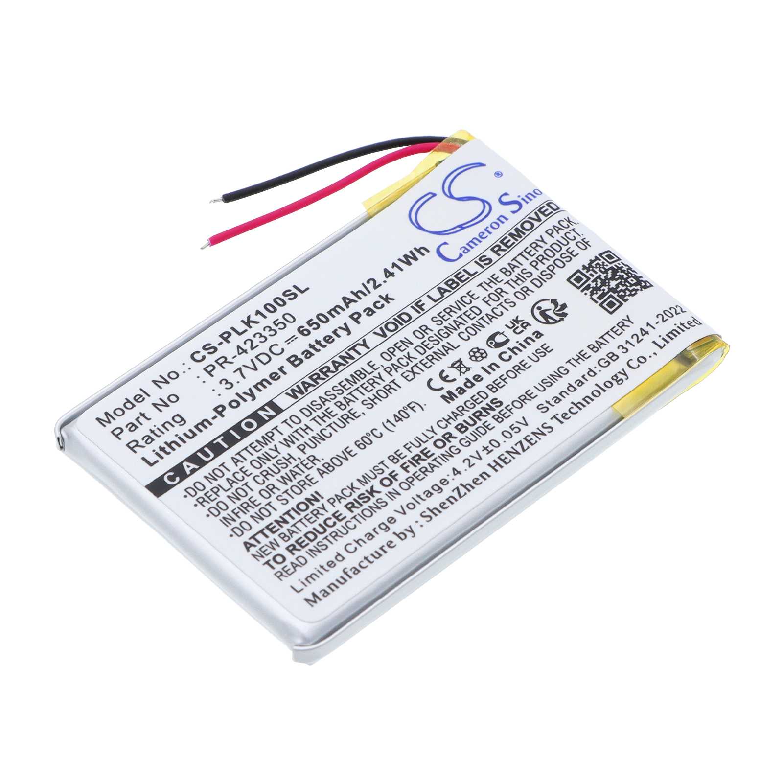Batteria Li-Polymer 3.7V 650mAh - CS-PLK100SL