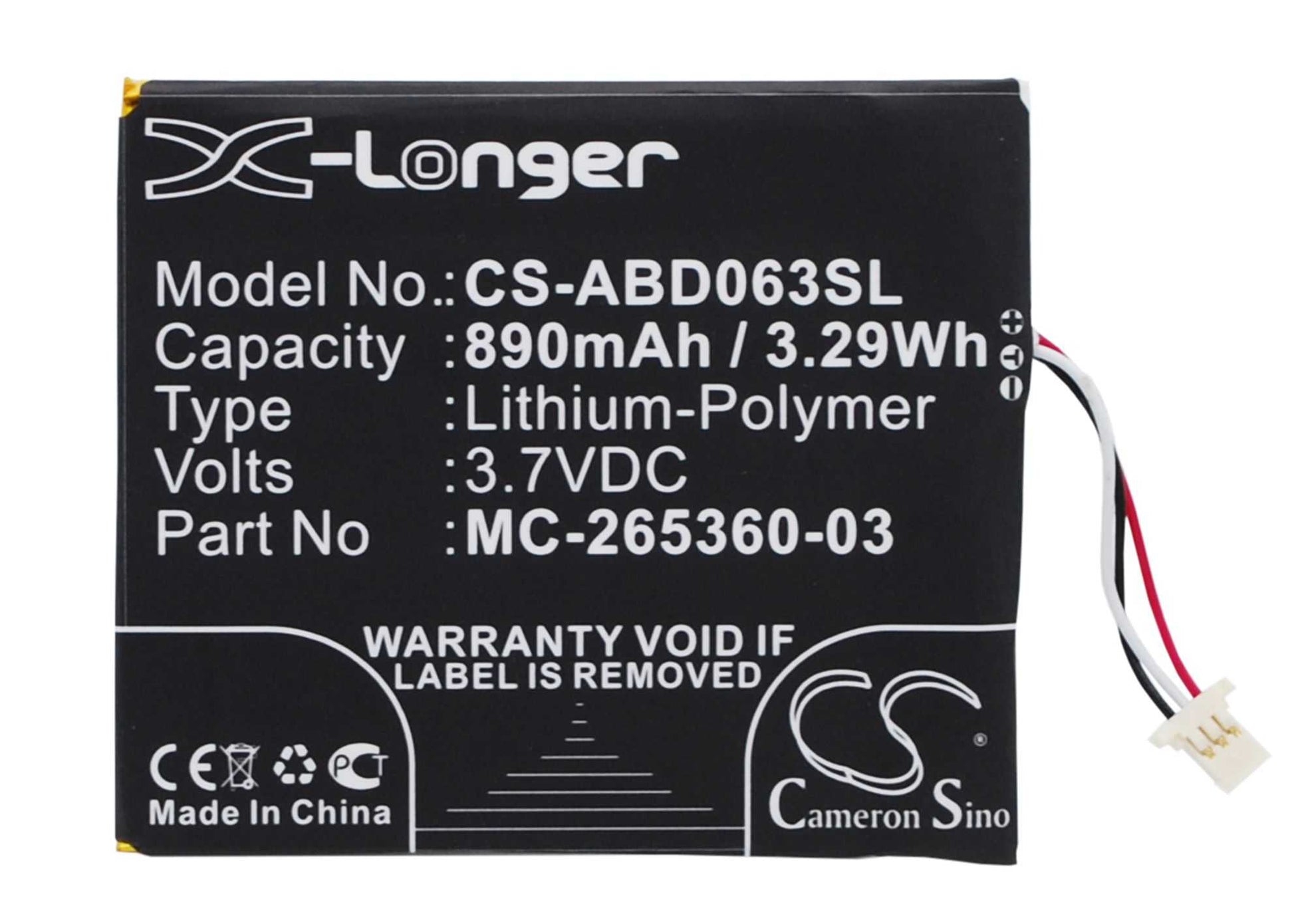 Batteria Li-Polymer 3.7V 700mAh - CS-PRT100SL