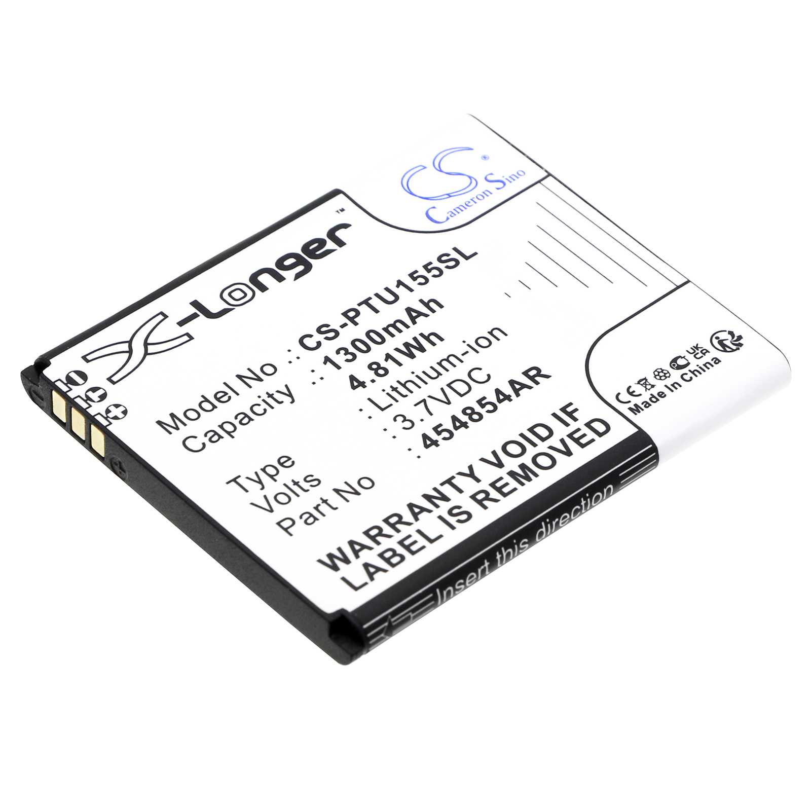 Batteria Li-ion 3.7V 900mAh - CS-PTU446SL