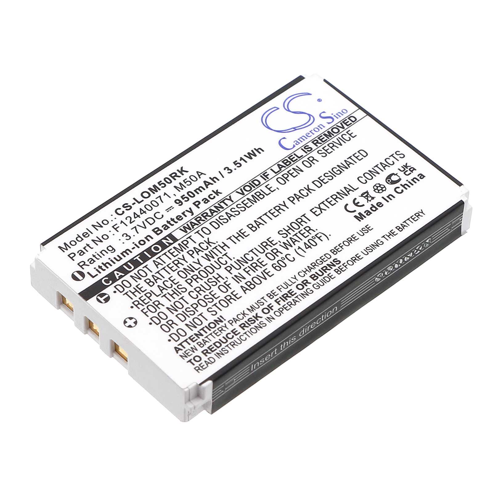 Batteria Li-ion 3.7V 900mAh - CS-RMZ03RC