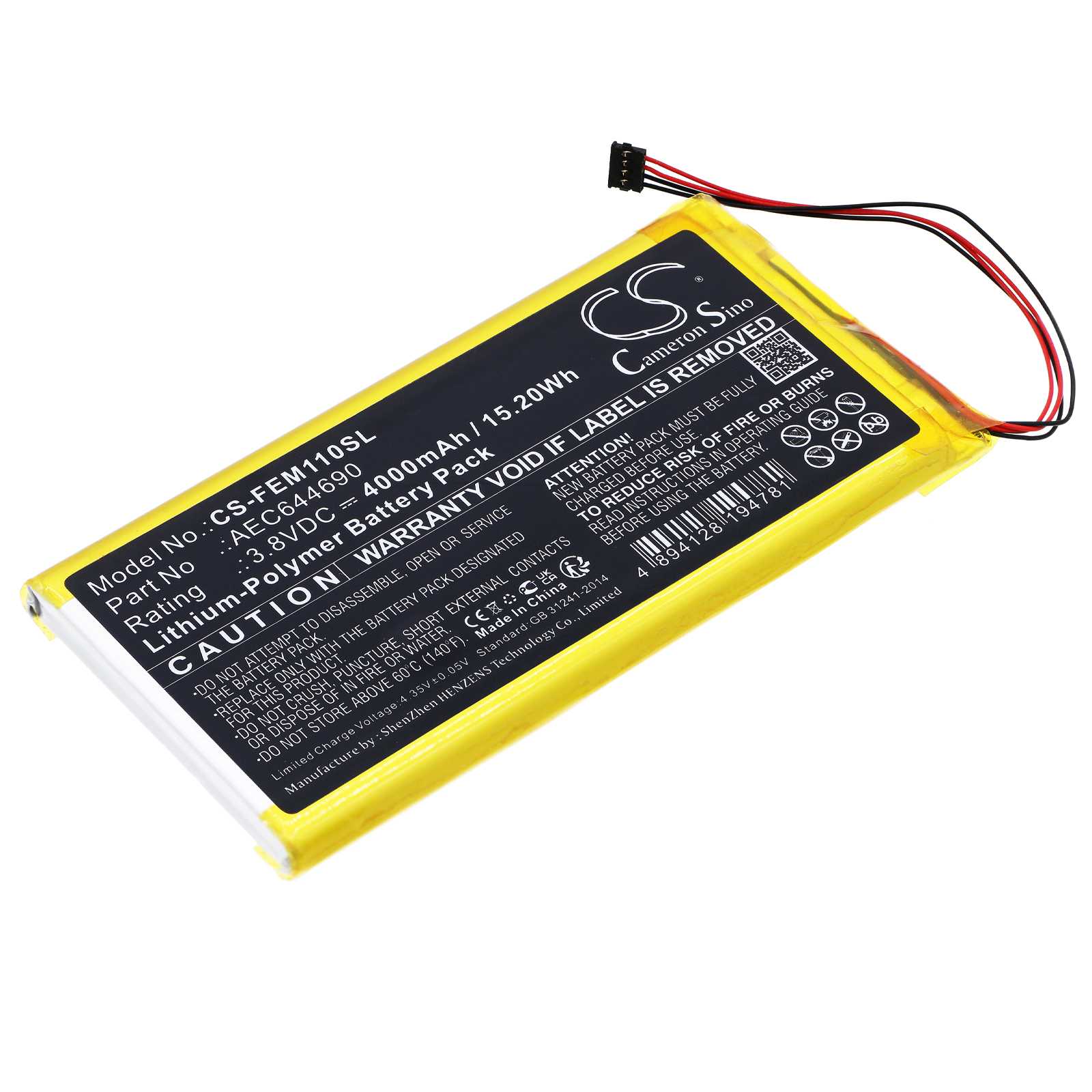 Batteria Li-Polymer 3.7V 1350mAh - CS-WST100SL