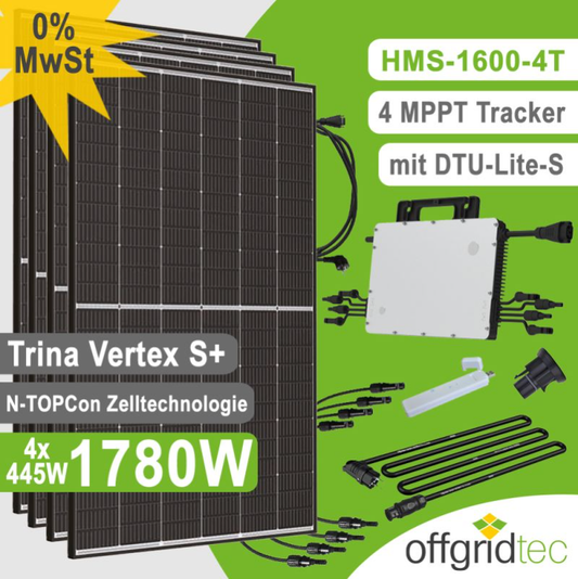 Kit Fotovoltaica da Balcone 1880W Micro Inverter Hoymiles HMS-1600-4T con DTU-Lite-S