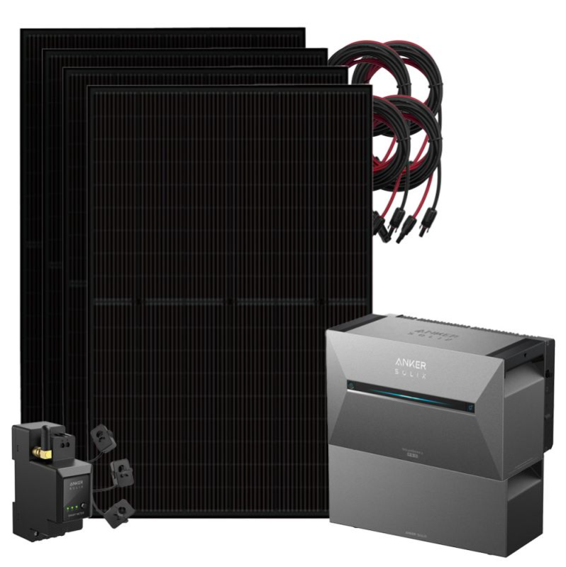 Kit Fotovoltaica da Balcone con batteria 5.38kWh Anker 1800W SOLIX 3 storage E2700 BP2700 con Energy Meter