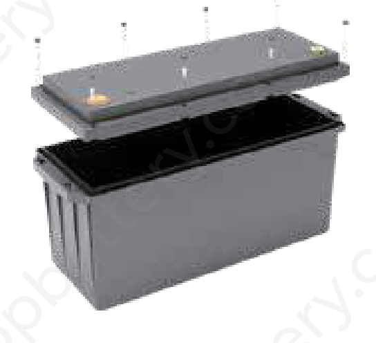 Box Batteria Vuoto Con Viti - Coperchio Rimovibile LSB12-150R out 502x186x243mm in 440x159x231mm MOQ 10pz