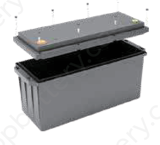 Box Batteria Vuoto Con Viti - Coperchio Rimovibile LSB12-150R out 502x186x243mm in 440x159x231mm MOQ 10pz