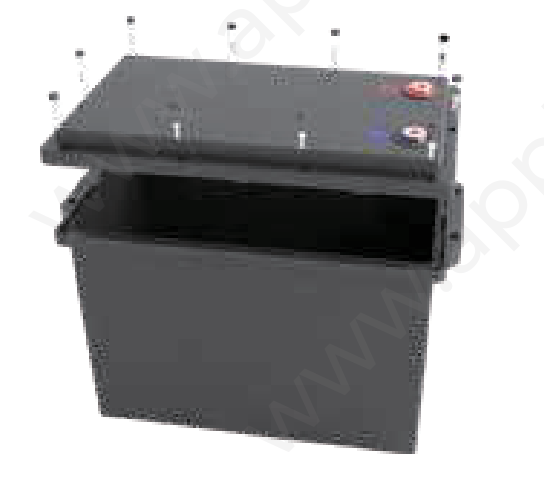 Box Batteria Vuoto Con Viti - Coperchio Rimovibile LSB12-180R out 385x202x273mm in 332x177x226mm MOQ 10pz