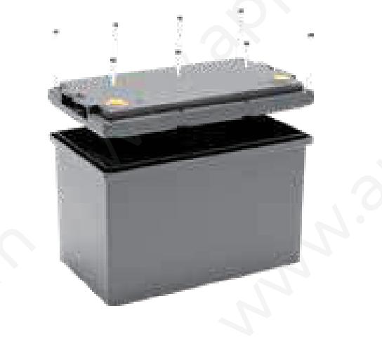 Box Batteria Vuoto Con Viti - Coperchio Rimovibile LSB12-70R out 260x168x212mm in 254x160x192mm MOQ 10pz