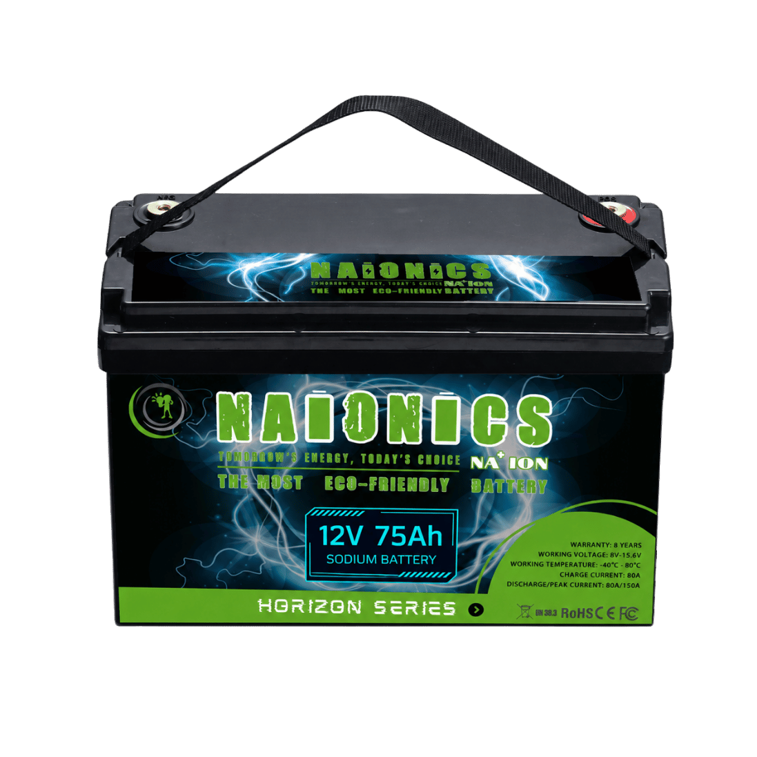 Naionics 12V 75Ah Bluetooth - Batteria al Sodio deep cycle Horizon Series NA1207501H