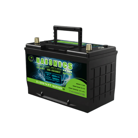 Naionics 12V 100Ah 1300 CCA Bluetooth - Batteria al Sodio per avviamento Auto EverStart Series NA1210001SB