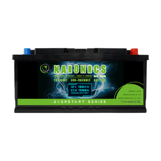 Naionics 12V 100Ah 1300 CCA Bluetooth - Batteria al Sodio per avviamento Auto EverStart Series NA1010002SB