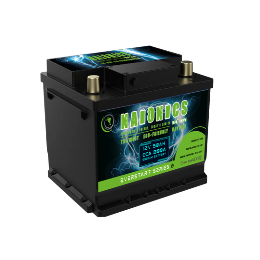 Naionics 12V 50Ah 800 CCA Bluetooth - Batteria al Sodio per avviamento Auto EverStart Series NA1205001SB