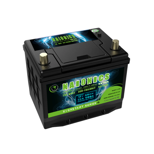 Naionics 12V 60Ah 900 CCA Bluetooth - Batteria al Sodio per avviamento Auto EverStart Series NA1206001SB