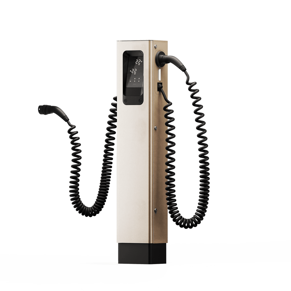 Colonnina di Ricarica Daze Urban T 2 × 22 kW Trifase, due cavi Tipo 2 da 5 m integrati — IP55 IK10, Display LCD e RFID