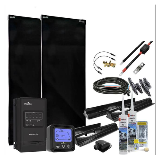 Kit solare Camper Barca MobileBlack M 200W con Regolatore MPPT DUO 30A e Pannelli PERC