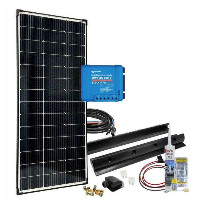 Kit solare Camper Barca mPremium XL 150W 12V MPPT con Victron SmartSolar 100/20