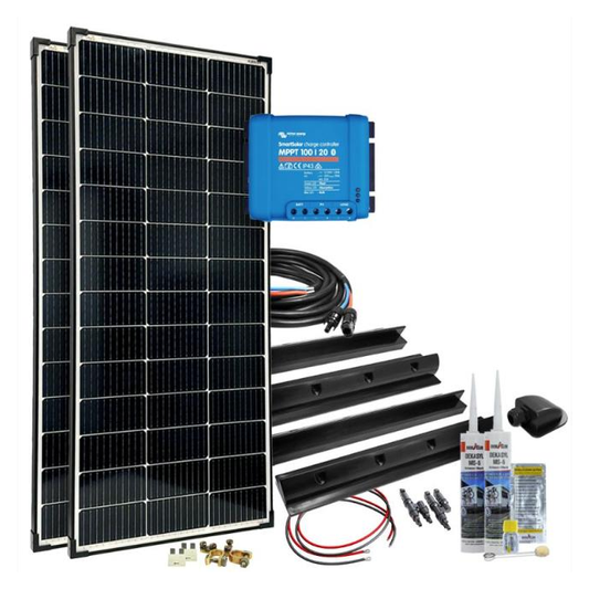 Kit solare Camper Barca mPremium XL 300W 12V MPPT con Victron SmartSolar 100/20