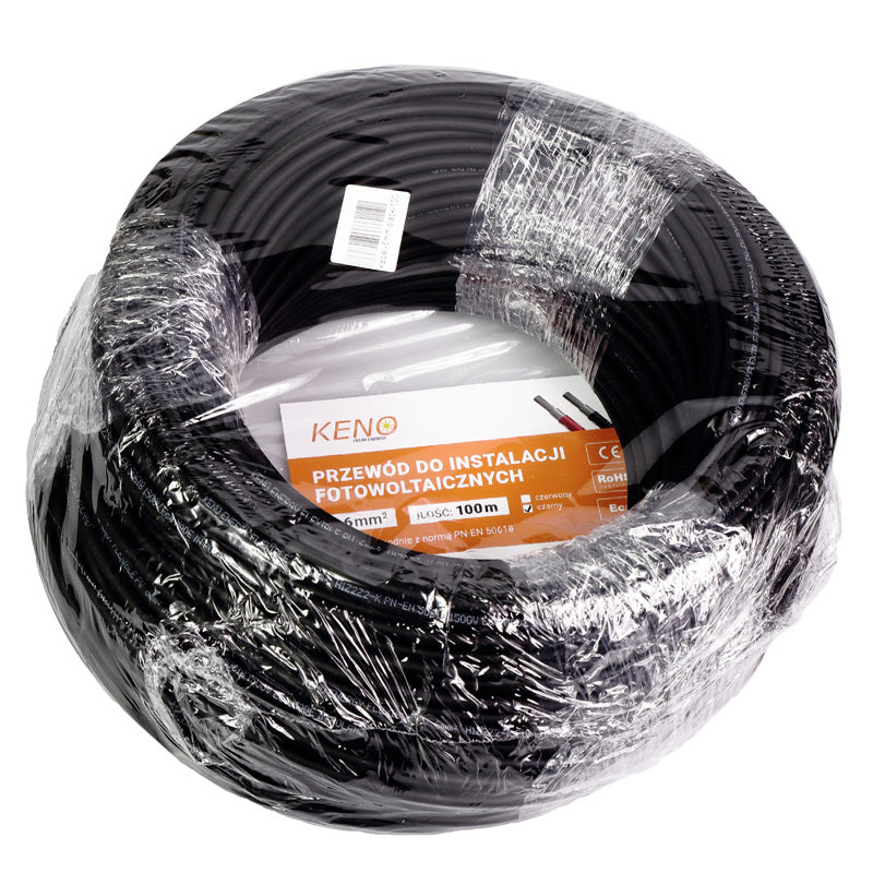 Cavo Solare 6 mm² Nero H1Z2Z2-K Matassa da 100 m