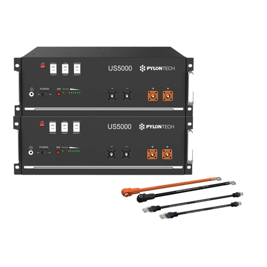 Kit Accumulo Pylontech 9,6kWh 48V LiFePO4 2x US5000 con Cavi Inverter