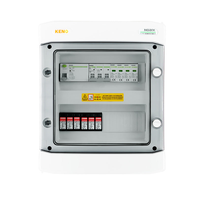 Quadro di Campo CC+CA con SPD Tipo 1+2 lato CC, 2 Stringhe 2 MPPT, 16 A Trifase e RCD 300 mA