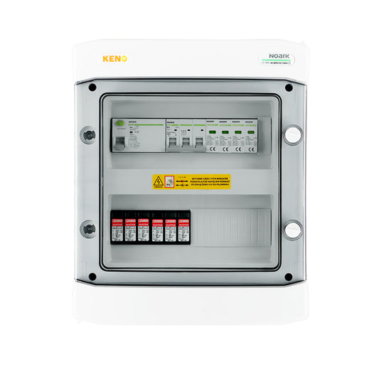 Quadro di Campo CC+CA con SPD Tipo 1+2 lato CC, 2 Stringhe 2 MPPT, 16 A Trifase e RCD 300 mA