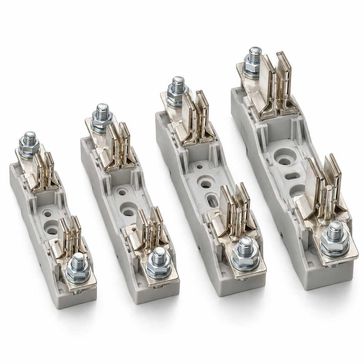 Basi portafusibili NH 1000V CC PK0, PK1, PK2 e PK3 con pinze e morsetti a bullone