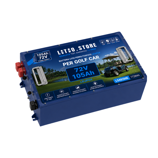 Batteria LiFePO4 72V 105Ah litio-ferro-fosfato 100A BMS 8064Wh per Golf Car Litio Store Serie EVS LS72105E