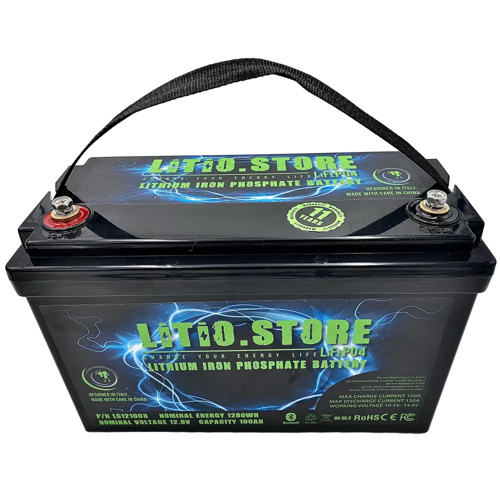 Batteria LiFePO4 12V 100Ah Bluetooth Litio Store LFP 150A BMS 1280Wh 11484 - LiFePO4 Battery