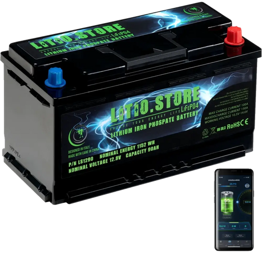Batteria LiFePO4 12V 100Ah Bluetooth Litio Store LFP 150A BMS 1280Wh sottosedile - LiFePO4 Battery