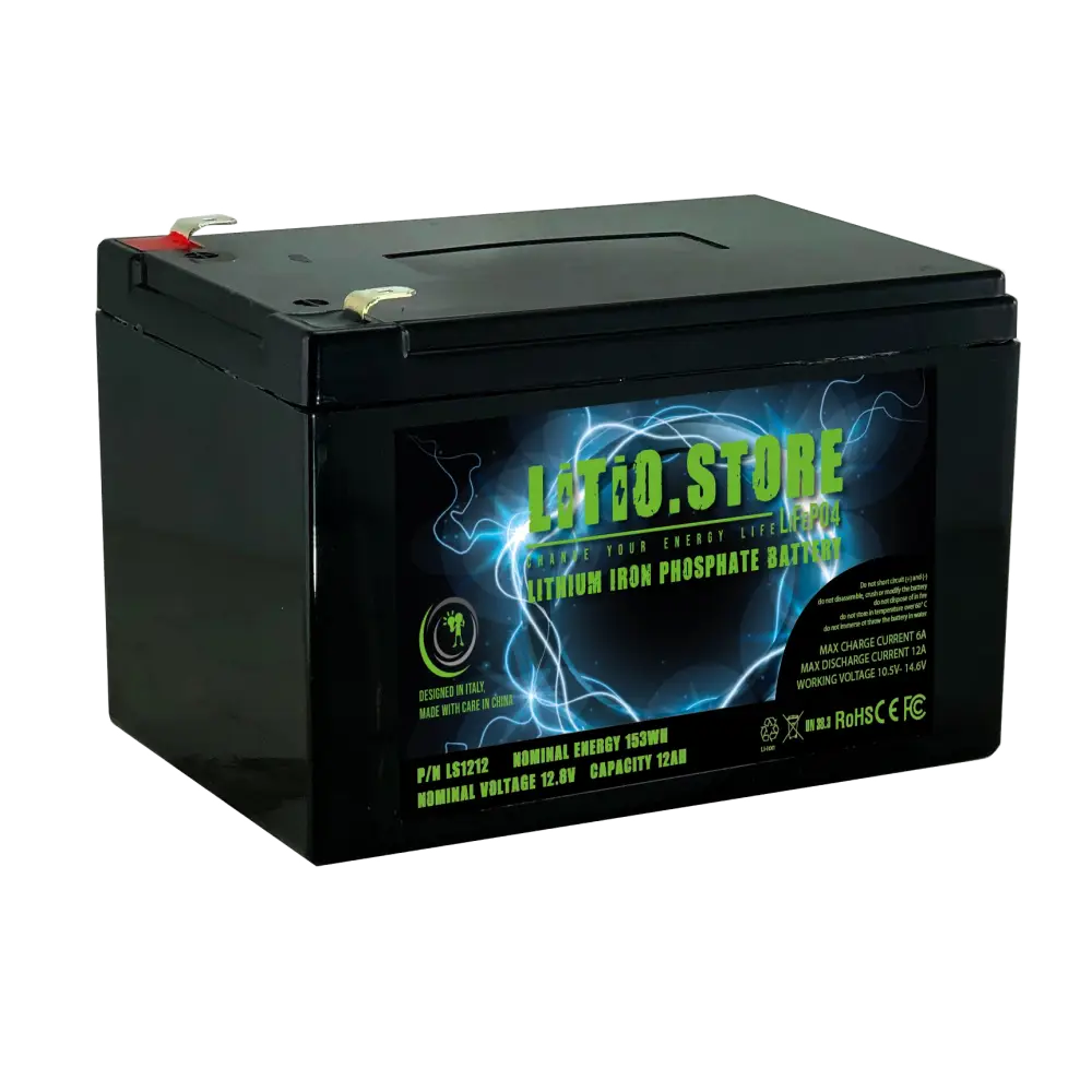 Batteria LiFePO4 12V 12Ah litio-ferro-fosfato 12A BMS 153Wh - LiFePO4 Battery