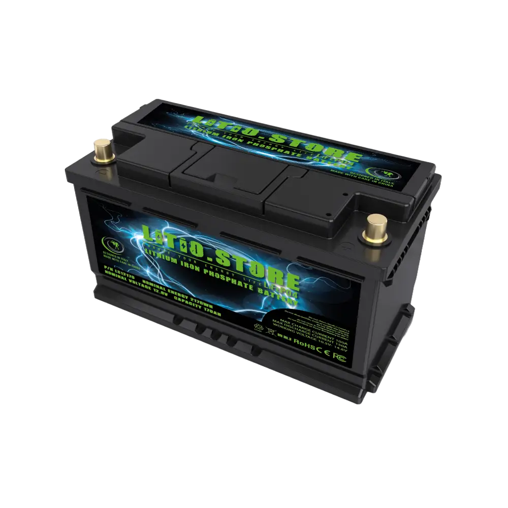 Batteria LiFePO4 12V 170Ah sottosedile Serie PICCOLA Riscaldata Bluetooth Litio Store LFP 150A BMS 2176Wh 11501