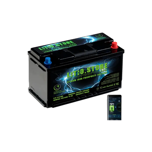 Batteria LiFePO4 12V 180Ah Bluetooth Sottosedile Riscaldata Litio Store LFP 200A BMS 2304Wh LS12180BSR