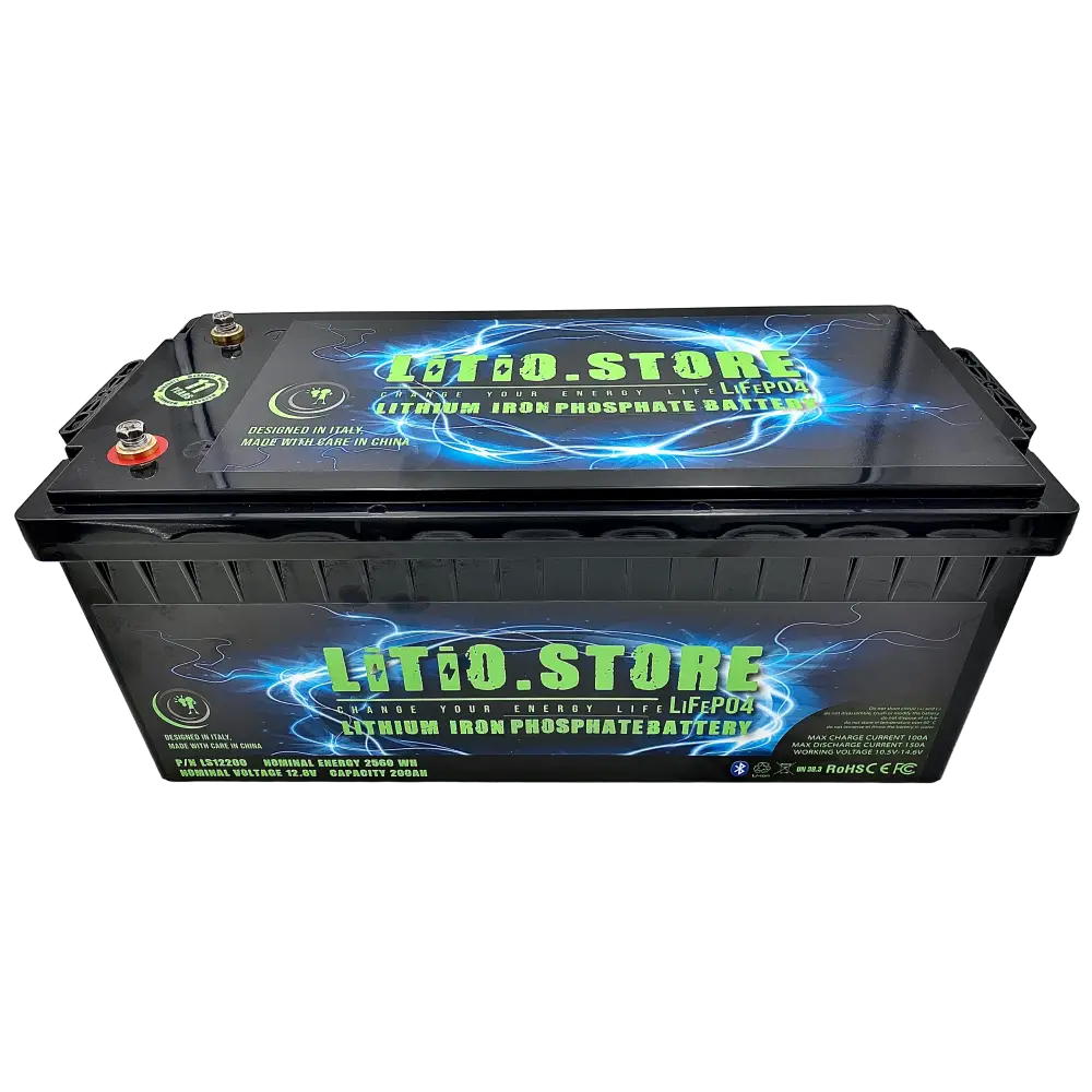 Batteria LiFePO4 12V 200Ah Bluetooth Litio Store LFP 150A BMS 2560Wh 11486 - LiFePO4 Battery