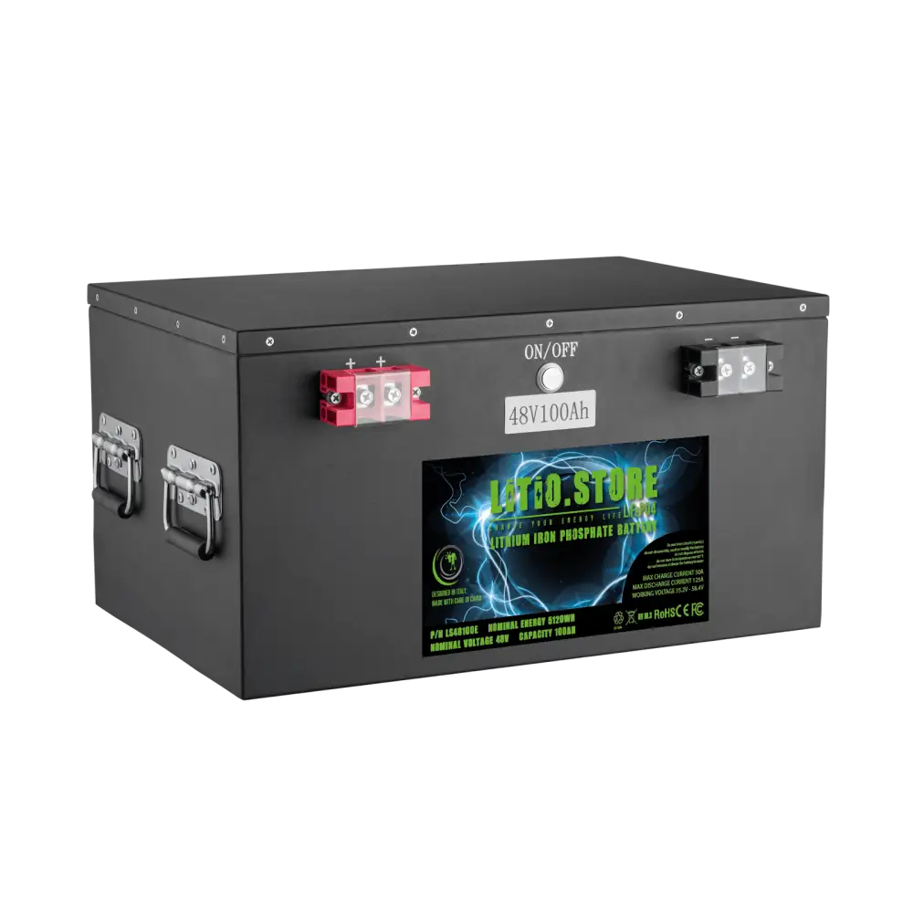 Batteria LiFePO4 48V 100Ah litio-ferro-fosfato 125A BMS 5120Wh 5kWh per Barche - Golf Cars - Litio Store Serie PRO