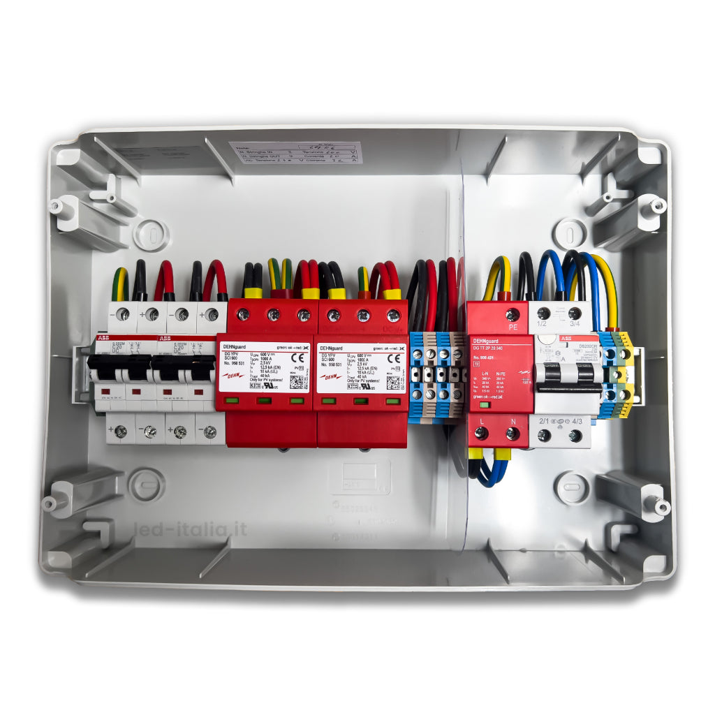 Quadro combinato AC-DC monofase 8kW 2/2 MPPT 40A 230V 25A 600VDC 18 moduli IP65 — immagine rappresentativa della serie