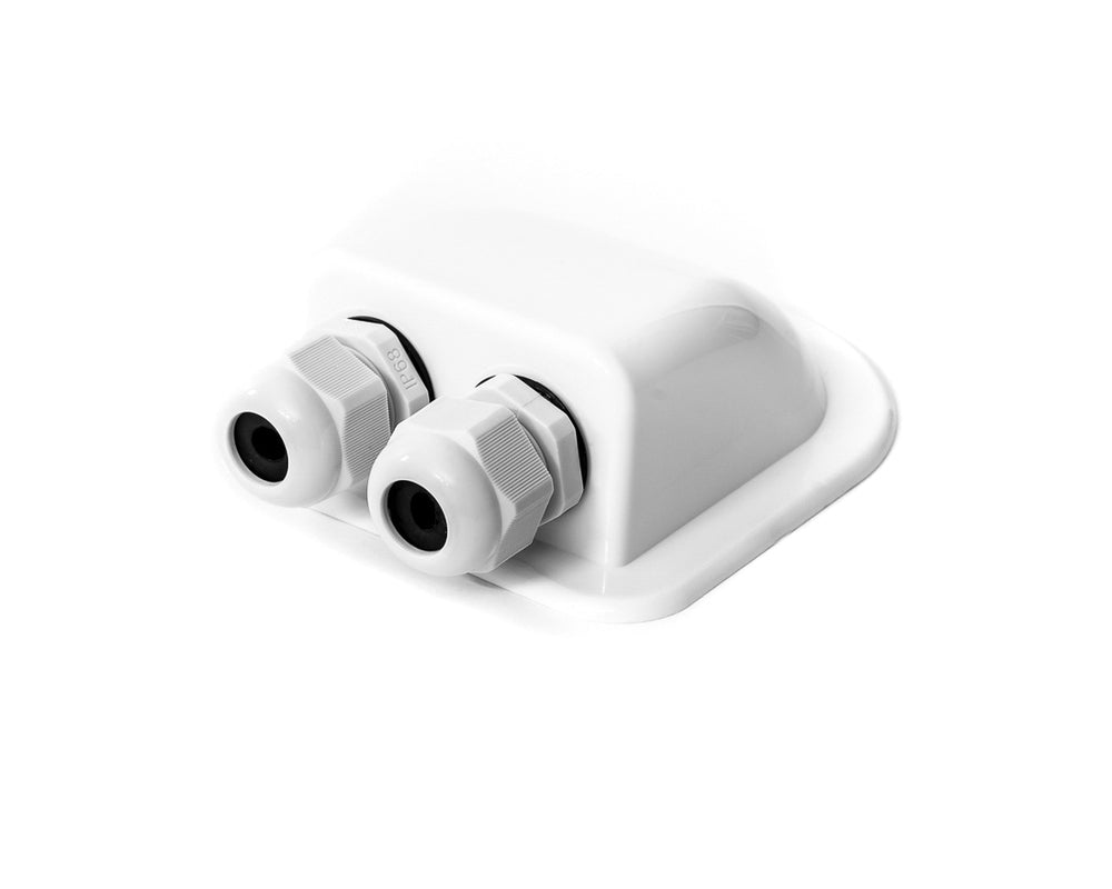 Passacavo da tetto in ASA bianco a 2 ingressi IP68 DX2/W per impianti solari su camper
